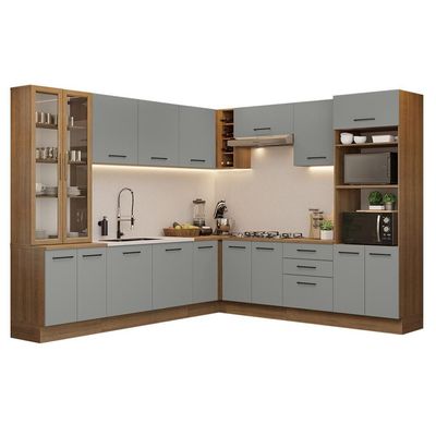 Armário De Cozinha Completa 549cm Rustic/cinza Agata Madesa 01 Rustic/cinza