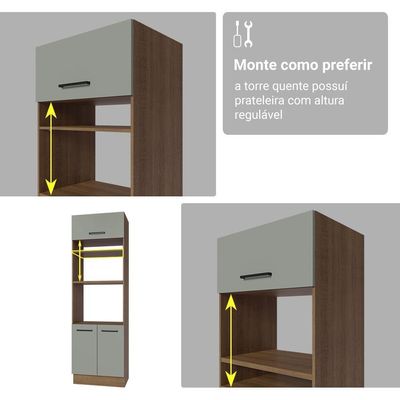 Armário De Cozinha Completa 549cm Rustic/cinza Agata Madesa 01 Rustic/cinza