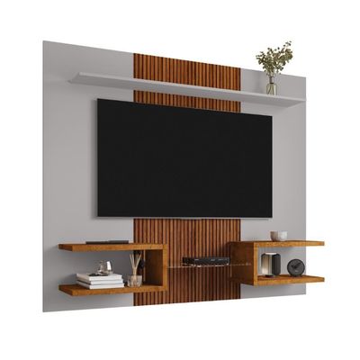 Painel Celeno Para Tv 55 Polegadas Off White Nature Ripado