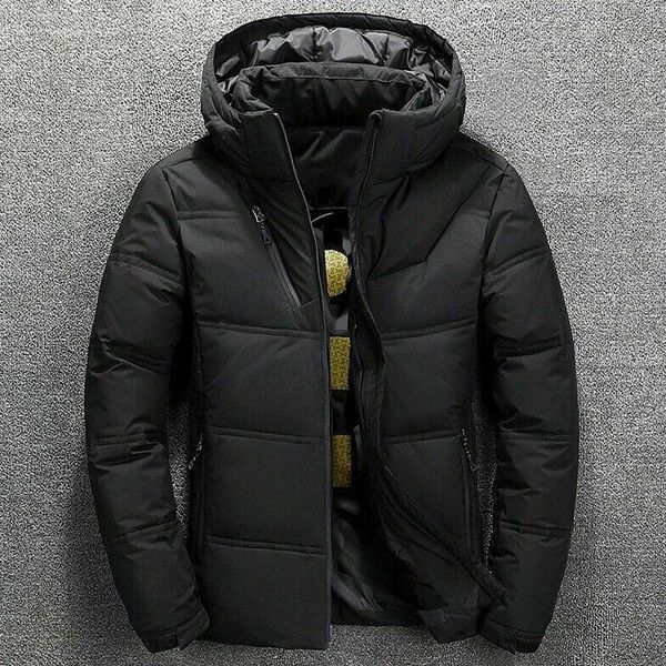 Casaco Masculino Quilted Down para Inverno com Capuz M / cinza