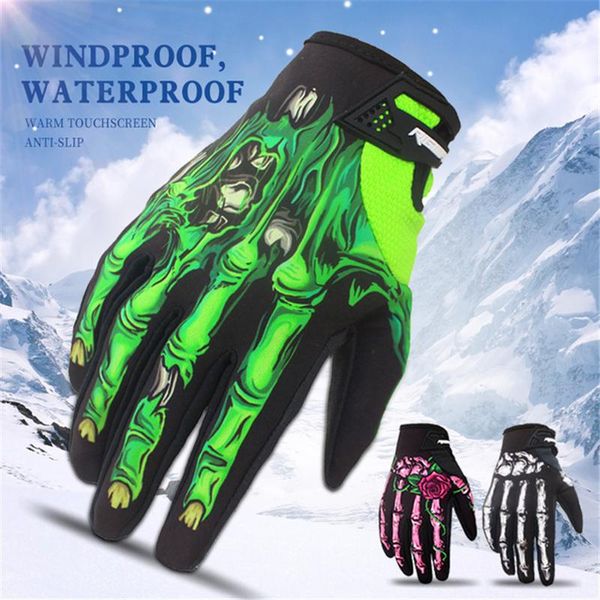Luvas de Motocicleta Skeleton para Inverno e Outono S / branco