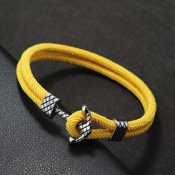Pulseira de Corda Milão 4MM com Âncora Cor Prata Antiga para Homens amarelo
