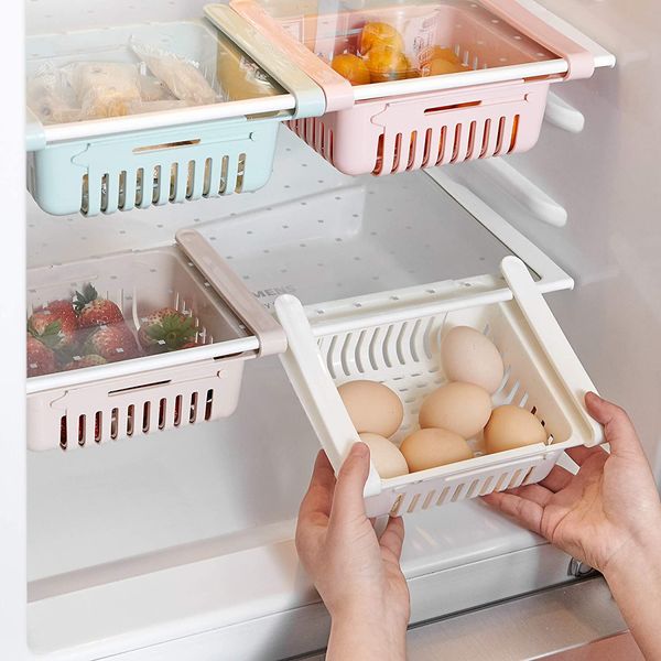 Caixa de Armazenamento Telescópica para Refrigerador Multiuso bege