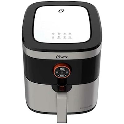 Fritadeira Elétrica Sem Óleo Air Fryer 2 em 1 Oster OFRT660 4,8L com Função Desidratar Preto com Inox / 110V