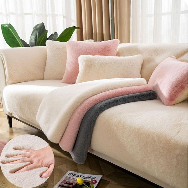 Capa de Sofá de Cor Sólida para Inverno 70*210cm / rosa