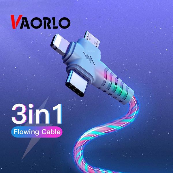 Cabo de Carregamento Glowing 3 em 1 2.1A para Smartphones azul