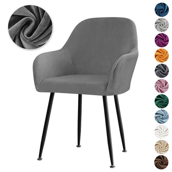 Capa de Cadeira de Braço de Veludo Stretch Lavável para Decoração 1 peça / cinza claro