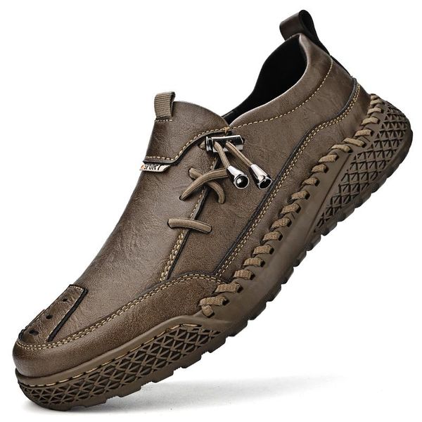 Sapatos Casuais Masculinos de Couro Legítimo Confortáveis Mocassins 38 / caqui
