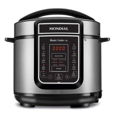 Panela de Pressão Elétrica 5 Litros Mondial PE38 Preta com Prata 220V 220 Volts