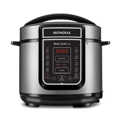 Panela de Pressão Elétrica 5 Litros Mondial PE38 Preta com Prata 220V 220 Volts