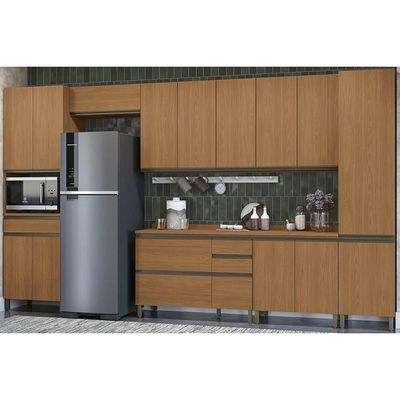 Cozinha Completa Maxxi 9 Peças (3aéreos+2balcões+2paneleiros+2complementos) C9p47 Canela - Kappesberg