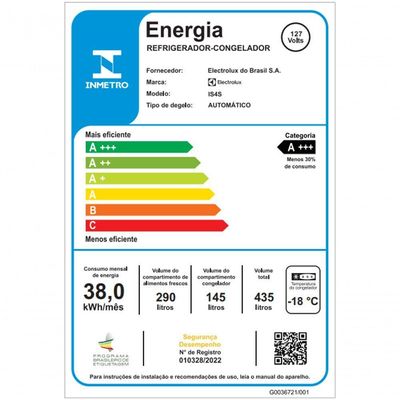 Geladeira Electrolux Frost Free Inverter 435l Efficient Com Autosense Side By Side Cor Inox Look (is4s) 127v 110V