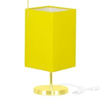 Abajur Eros Quad Amarelo Com Base Redonda Dourado