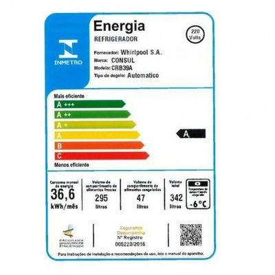 Geladeira 1 Porta 342L Crb39 Frost Free Facilite Consul Platinum 220V 220V