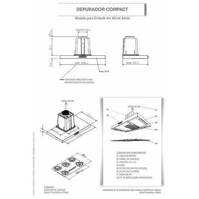 Depurador Compact New Embutir Inox 90 Cm Fogatti Preto 220v 220V