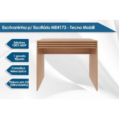 Mesa Escrivaninha Casal Com 1 Gaveta Ripada Me4173 Branco Tecno Mobili