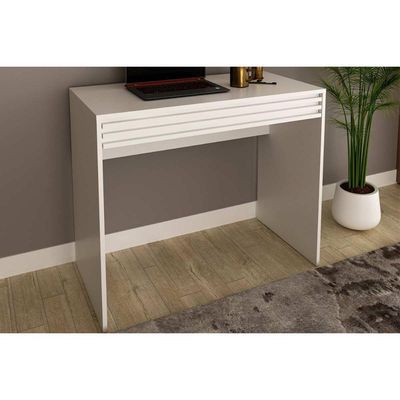 Mesa Escrivaninha Casal Com 1 Gaveta Ripada Me4173 Branco Tecno Mobili