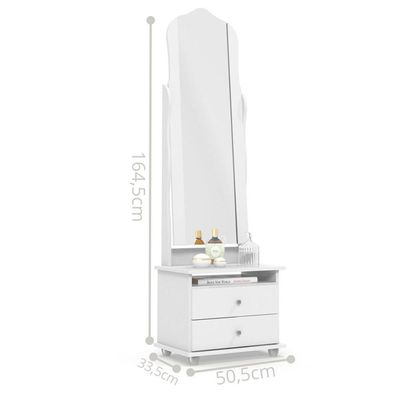 Toucador Com 2 Gavetas Espelho Delta Branco
