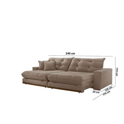 Sofá Duque Dois Módulos De 120cm B25cm B002 Veludo Capuccino