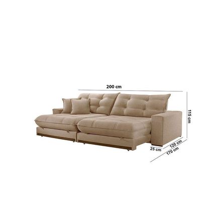 Sofá Duque Dois Módulos De 100cm B25cm A226 Linho Bege