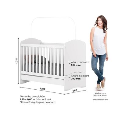Berço Mini Cama 2 Em 1 Bala De Menta Branco