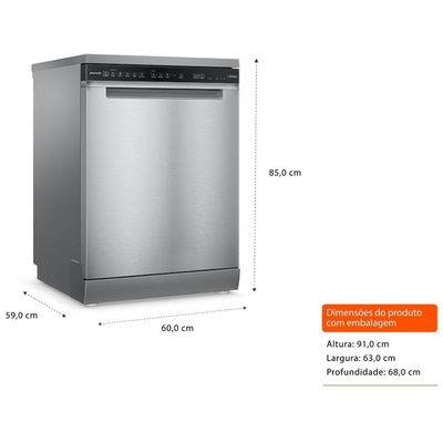 Lava-louças Brastemp 15 Serviços com Smart Sensor Inox BLF61ARANA 110V