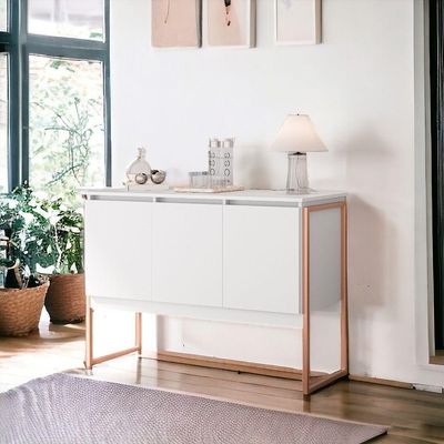 Buffet 3 Portas Classico Siberia - Branco Cobre Branco Cobre