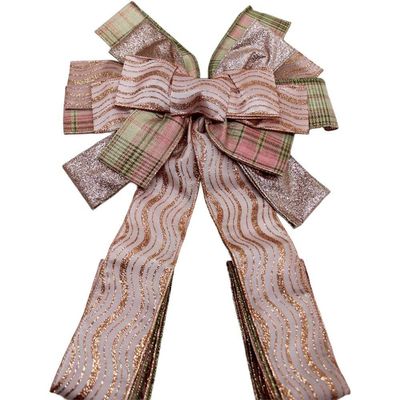 Laço Decorativo Aramado Enfeite Ponteira árvore Natal 140cm