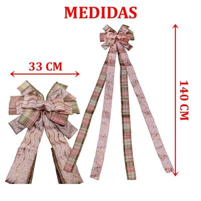Laço Decorativo Aramado Enfeite Ponteira árvore Natal 140cm