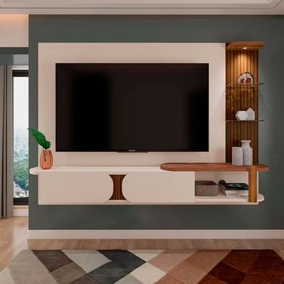 Painel Toronto com 2 Portas para TV de até 72 Polegadas Artely Off White/Pinho Ripado