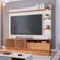 Estante Home Colibri Campeche com Porta Deslizante Spots de Led 200 cm de Largura Ideal para TV de Até 70 Polegadas Freijó/Off White Matte