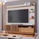 Estante Home Colibri Campeche com Porta Deslizante Spots de Led 200 cm de Largura Ideal para TV de Até 70 Polegadas Freijó/Off White Matte