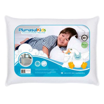 Travesseiro Infantil Penas e Plumas de Ganso Plumasul - 85 penas 15 plumas de ganso Branco