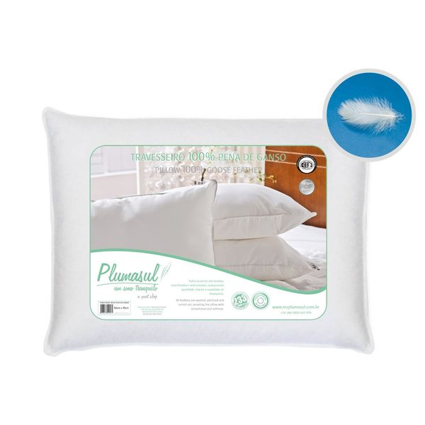 Travesseiro Plumasul Percal com Penas de Ganso 50 x 70 cm Branco