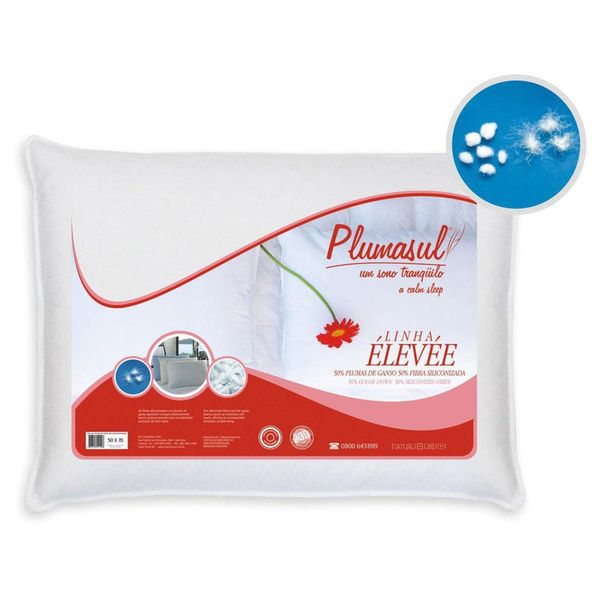 Travesseiro Fibras Siliconizadas e Plumas de Ganso Plumasul - 50 x 70 cm Branco