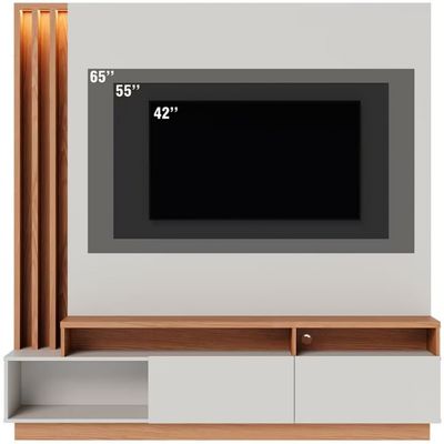 Estante Home Colibri Humaitá com 180 cm de Largura Ideal para TV de Até 75 Polegadas Off White Matte/Freijó
