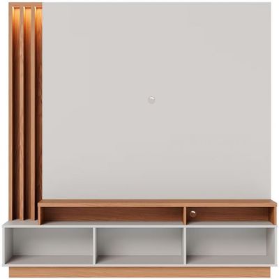 Estante Home Colibri Humaitá com 180 cm de Largura Ideal para TV de Até 75 Polegadas Off White Matte/Freijó