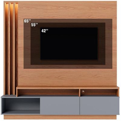 Estante Home Colibri Humaitá com 180 cm de Largura Ideal para TV de Até 75 Polegadas Freijó/Cinza Fosco
