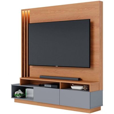 Estante Home Colibri Humaitá com 180 cm de Largura Ideal para TV de Até 75 Polegadas Freijó/Cinza Fosco