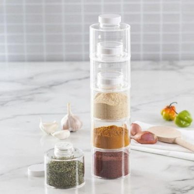Organizador De Condimentos Empilhável - Kit Com 6 Recipientes Para Temperos
