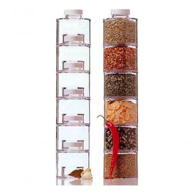 Organizador De Condimentos Empilhável - Kit Com 6 Recipientes Para Temperos