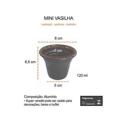 Tigela Mini Cumbuca Vasilha Pote Preto Bar Petiscos 120ml