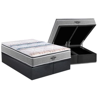 Cama Box Baú Queen: Colchão Anatômico Probel D33 - Ag65 Guarda Costas Extreme Resistence + Base Crc Suede Gray (158x198)