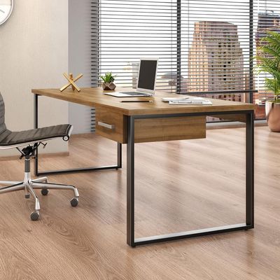 Mesa de Escritório Málaga 1 GV Nogal e Preta 190 cm