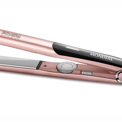 Chapinha | Prancha Mondial Golden P20 Cerâmica 220°C com Emissão de Íons e Cabo Giratório Rosa / Bivolt