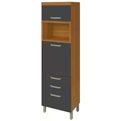Paneleiro Princesa 2 Portas, 3 Gavetas e Prateleiras 64cm Nesher Freijo e Grafite