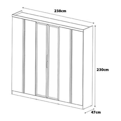Guarda Roupa Casal Bartira Monte Rei com Espelho 6 Portas 6 Gavetas 238 cm Largura Café/Avelã