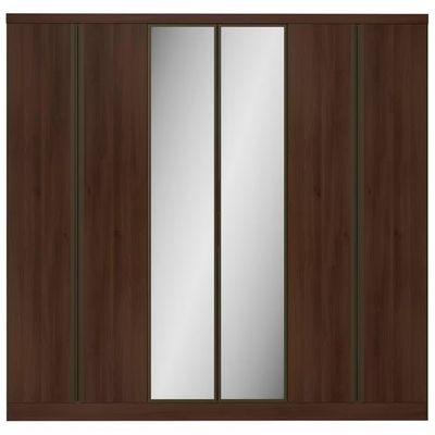 Guarda Roupa Casal Bartira Monte Rei com Espelho 6 Portas 6 Gavetas 238 cm Largura Café/Avelã