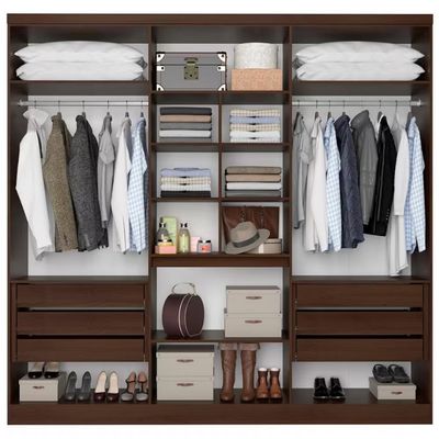 Guarda Roupa Casal Bartira Monte Rei com Espelho 6 Portas 6 Gavetas 238 cm Largura Café/Avelã