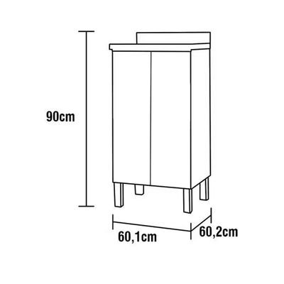 Balcão Línea com 1 Porta e 1 Prateleira 60cm de Largura Bartira Branco